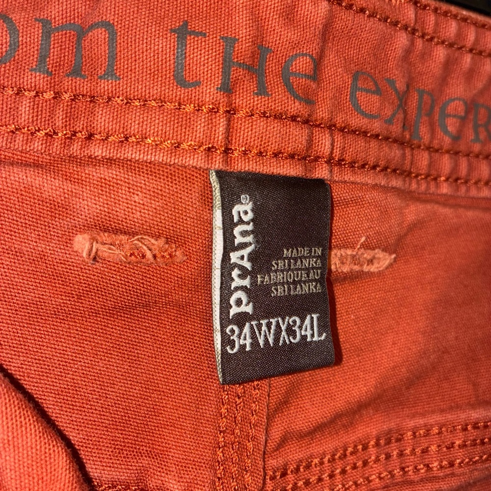 prAna Bronson Pants in Henna Cinnamon Color Organic Cotton Eco Mens sz 34 x 32* - Picture 6 of 8